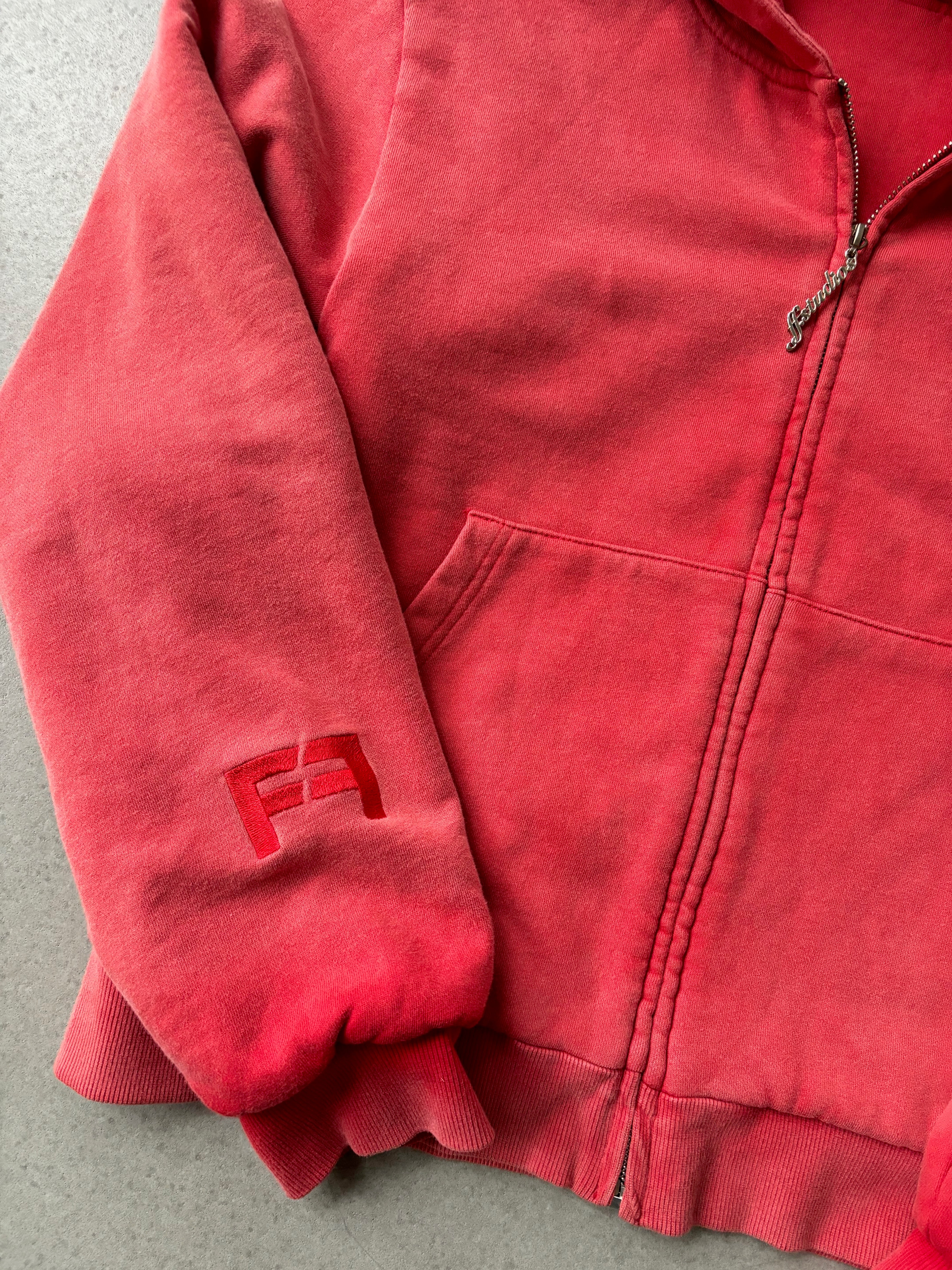 Double Layered Zip Hoodie Red