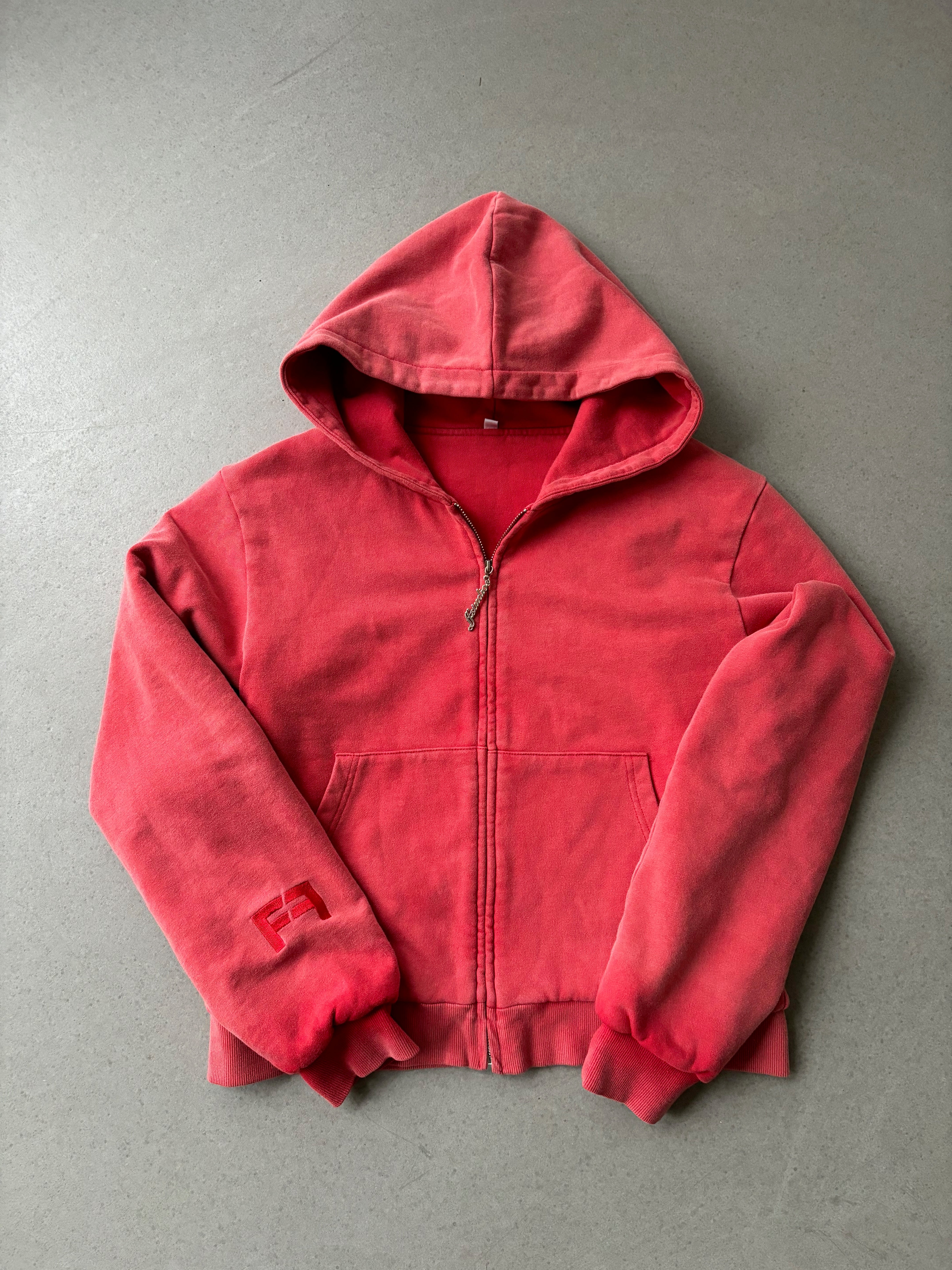 Double Layered Zip Hoodie Red